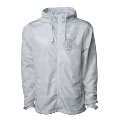 CRANKBROTHERS WINDBREAKER WHITE CAMO ROCK & ROLL GRAPHIC LGE
