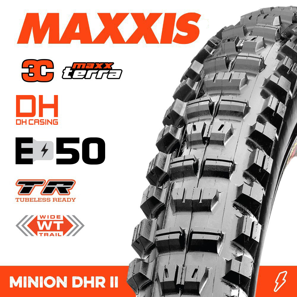 MINION DHR II banden – 27,5 x 2,40 WT (Wide Trail) – tr. flexibel – 3C Terra /Exo/Tubeless Ready