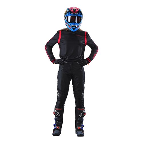 TLD 23 GP WMNS JERSEY MONO BLACK / FLO RED