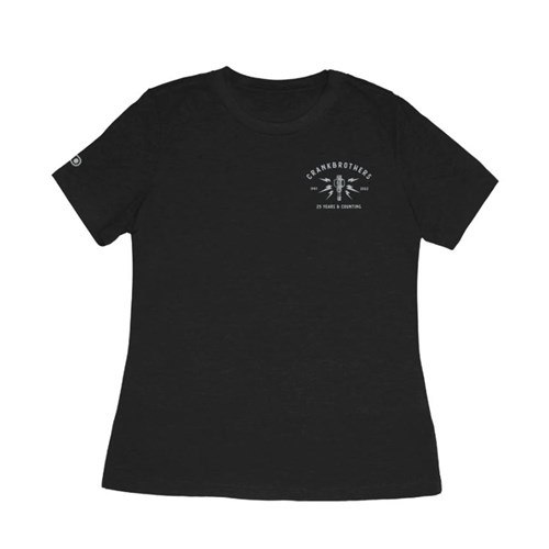 CRANKBROTHERS WMNS TEE 25TH ANNIVERSARY BLACK W-SML