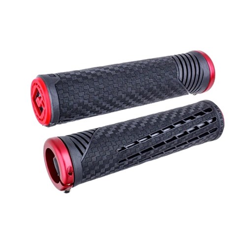 ODI MTB BMX CF LOCK ON GRIP V2.1 135MM BLK / RED W/ MT RED CLAMP