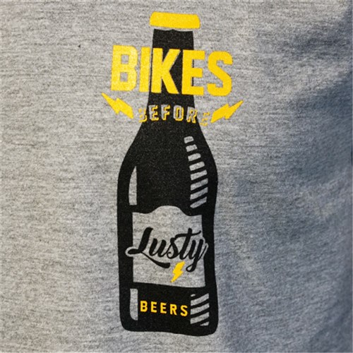 WE ARE LUSTY BIKES B4 BEER TEE GREY MARLE