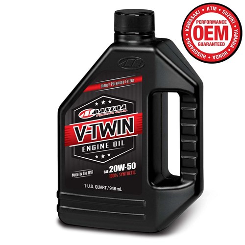 MAXIMA V-TWIN FULL SYNTHETIC 4T 20W50 1L / 34OZ (BOX QTY 12)